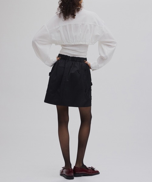 AMERI アメリ スカート S ブラック レディース UND FLOUR MOTIF MINI SKIRT（スカート）｜Ameri（アメリ）の