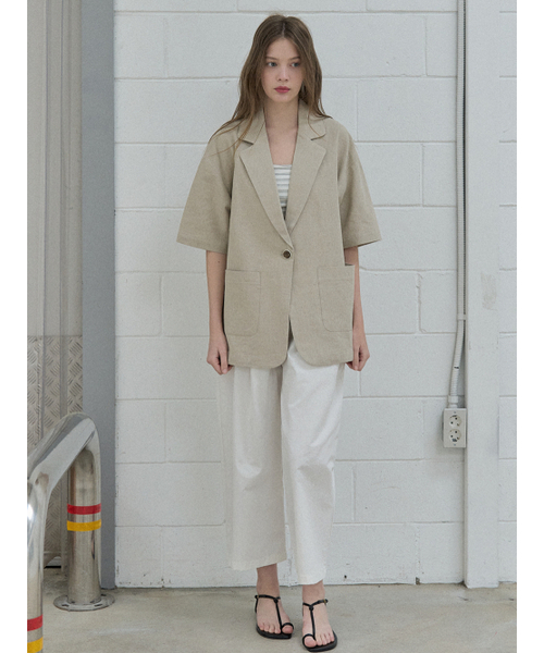 AVANT-G(アバン)の「Linen Overfit Basic Tailored Jacket - Beige(テーラードジャケット・レディース・その他・FREE)」の5枚目の写真