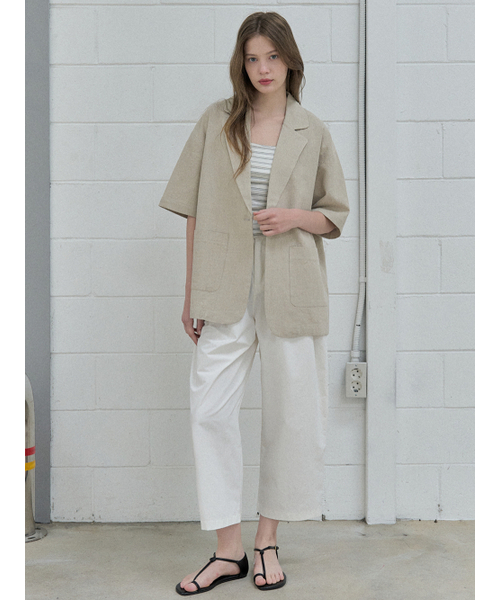 AVANT-G(アバン)の「Linen Overfit Basic Tailored Jacket - Beige(テーラードジャケット・レディース・その他・FREE)」の4枚目の写真