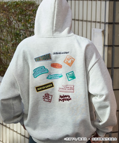 呪術廻戦(ジュジュツカイセン)の「【呪術廻戦】別注 プリント 刺繍 オーバーサイズ プルオーバー パーカー(パーカー・メンズ・オートミール/スミクロ/ネイビー・M/L)」の19枚目の写真