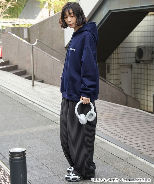 呪術廻戦】別注 プリント 刺繍 オーバーサイズ プルオーバー パーカー