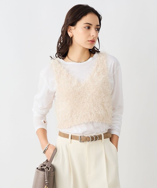 NOLLEY’S Sophi（ノーリーズソフィ）の「《手洗い可能》ラメシャギー2WAYビスチェ（ニット/セーター・レディース・シルバー/ベージュ・38）」の2枚目の写真