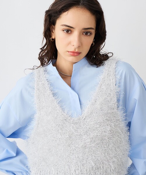 NOLLEY’S Sophi（ノーリーズソフィ）の「《手洗い可能》ラメシャギー2WAYビスチェ（ニット/セーター・レディース・シルバー/ベージュ・38）」の11枚目の写真