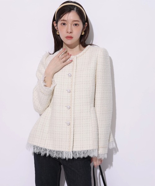 Rirandture（リランドチュール）の「ツィードペプラムジャケット（その他アウター・レディース・オフホワイト・1/2）」の3枚目の写真