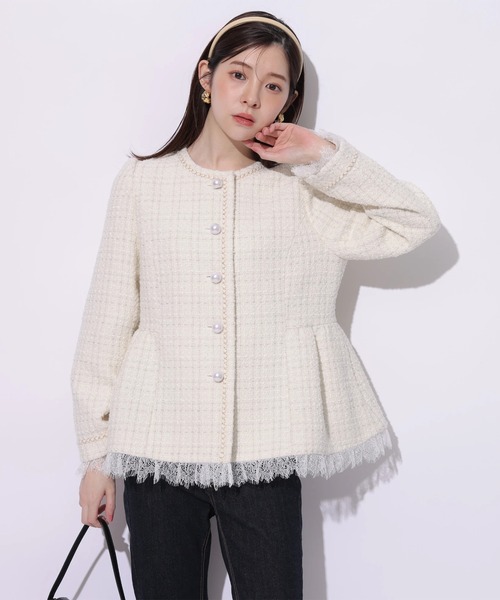 Rirandture（リランドチュール）の「ツィードペプラムジャケット（その他アウター・レディース・オフホワイト・1/2）」の4枚目の写真