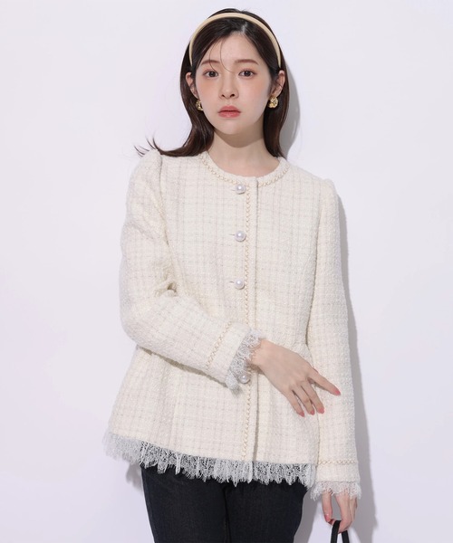 Rirandture（リランドチュール）の「ツィードペプラムジャケット（その他アウター・レディース・オフホワイト・1/2）」の5枚目の写真