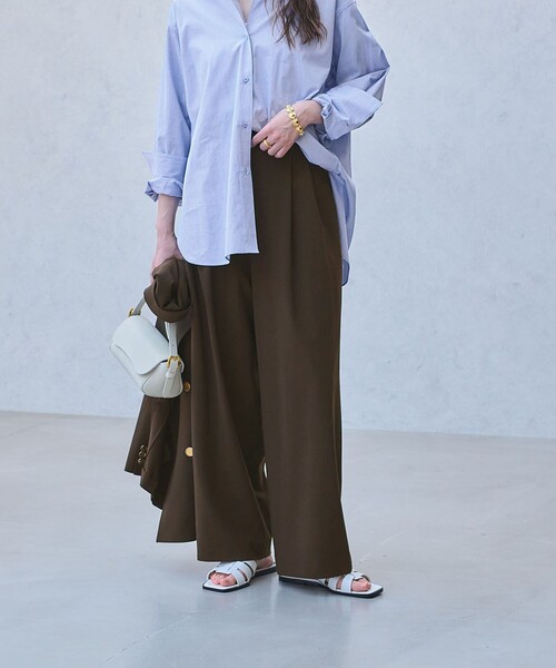 UNITED ARROWS(ユナイテッドアローズ)の「T/W ワイドパンツ ‐ウォッシャブル‐(スラックス・レディース・オフホワイト/ダークブラウン/ネイビー・38/36/34)」の2枚目の写真