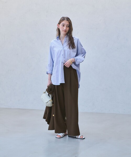UNITED ARROWS(ユナイテッドアローズ)の「T/W ワイドパンツ ‐ウォッシャブル‐(スラックス・レディース・オフホワイト/ダークブラウン/ネイビー・38/36/34)」の5枚目の写真