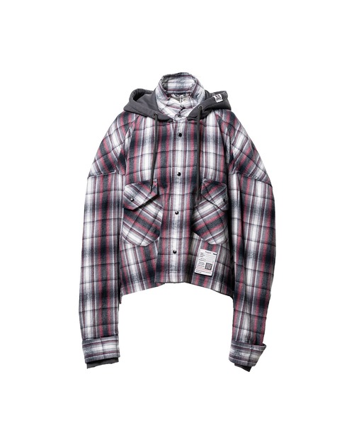 Maison MIHARA YASUHIRO(メゾンミハラヤスヒロ)の「Hoodie Combine Checkered Shirt(シャツ/ブラウス・レディース・ピンク/ブラック・36/38)」の1枚目の写真
