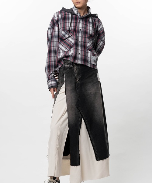 Maison MIHARA YASUHIRO(メゾンミハラヤスヒロ)の「Hoodie Combine Checkered Shirt(シャツ/ブラウス・レディース・ピンク/ブラック・36/38)」の5枚目の写真