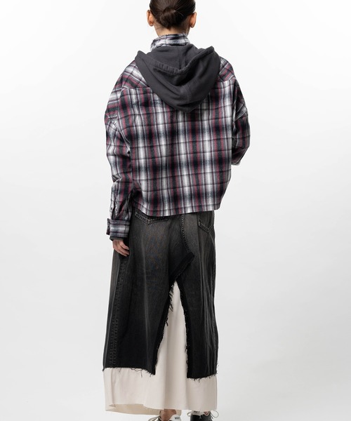 Maison MIHARA YASUHIRO(メゾンミハラヤスヒロ)の「Hoodie Combine Checkered Shirt(シャツ/ブラウス・レディース・ピンク/ブラック・36/38)」の7枚目の写真