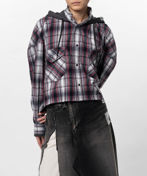 Maison MIHARA YASUHIRO(メゾンミハラヤスヒロ)の「Hoodie Combine Checkered Shirt(シャツ/ブラウス・レディース・ピンク/ブラック・36/38)」の8枚目の写真