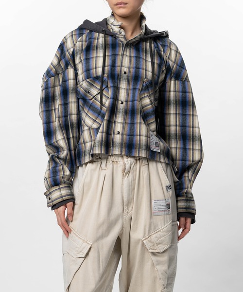 Maison MIHARA YASUHIRO(メゾンミハラヤスヒロ)の「Hoodie Combine Checkered Shirt(シャツ/ブラウス・レディース・ピンク/ブラック・36/38)」の14枚目の写真