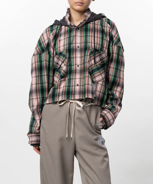 Maison MIHARA YASUHIRO(メゾンミハラヤスヒロ)の「Hoodie Combine Checkered Shirt(シャツ/ブラウス・レディース・ピンク/ブラック・36/38)」の22枚目の写真