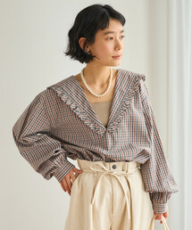 セーラートップス」に該当するレディースのシャツ/ブラウス（チェック