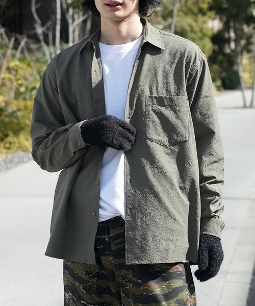 BANKS(バンクス)の「LS SHIRT /BANKS JOURNAL(バンクスジャーナル)無地 長袖シャツ(シャツ/ブラウス・メンズ・オリーブ/ネイビー・LARGE/MEDIUM)」の2枚目の写真