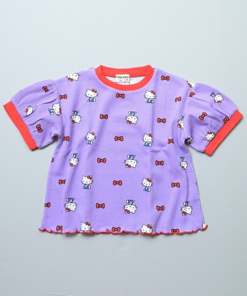 MARKEY'S(マーキーズ)の「【HELLO KITTY/ハローキティ】別注ワッフルTシャツ(Tシャツ/カットソー・キッズ・ピンク/パープル/ミント・100/130/120/110/95/90/80)」の1枚目の写真
