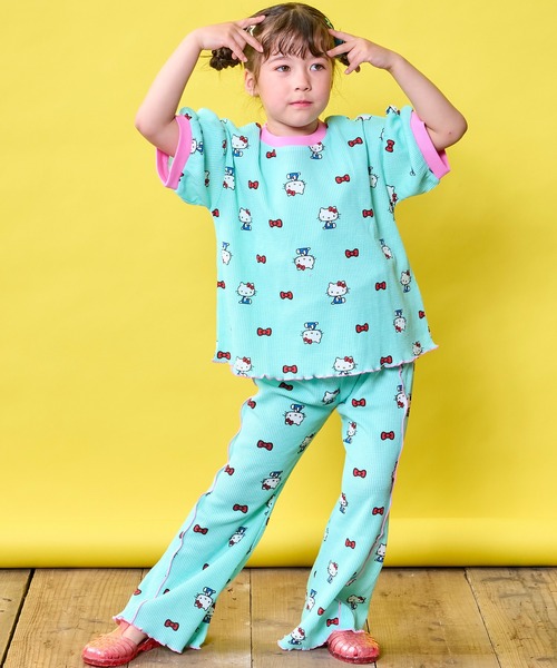 MARKEY'S(マーキーズ)の「【HELLO KITTY/ハローキティ】別注ワッフルTシャツ(Tシャツ/カットソー・キッズ・ピンク/パープル/ミント・100/130/120/110/95/90/80)」の5枚目の写真