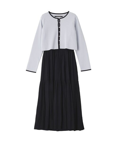 YECCA VECCA（イェッカヴェッカ）の「【2点SET】カーディガンセットワンピース（ワンピース・レディース・グレイッシュベージュ/ライトブルー/ブラック・FREE）」の5枚目の写真