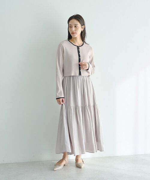 YECCA VECCA（イェッカヴェッカ）の「【2点SET】カーディガンセットワンピース（ワンピース・レディース・グレイッシュベージュ/ライトブルー/ブラック・FREE）」の4枚目の写真