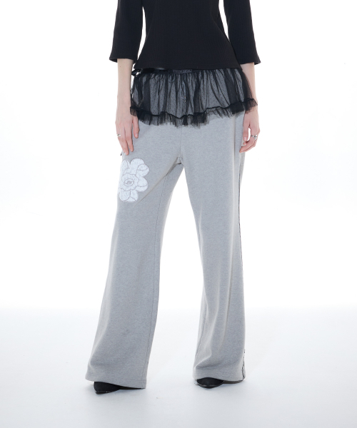 LARTIGENT(ラーティゼン)の「L14 ROSE TRACK PANTS(GRAY)(スウェットパンツ・レディース・その他・FREE)」の1枚目の写真