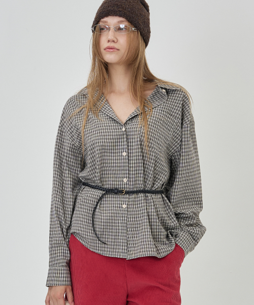THE-ABON(エイボン)の「ミニマルクラシックポケットチェックシャツブラック(シャツ/ブラウス・レディース・ブラック・FREE)」の4枚目の写真