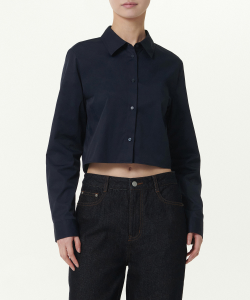 MUSINSA STANDARD WOMAN（ムシンサスタンダードウーマン）の「ウィメンズスリムフィットクロップシャツ[ダークネイビー]（シャツ/ブラウス・レディース・その他・LARGE/MEDIUM/SMALL/X-SMALL）」の8枚目の写真