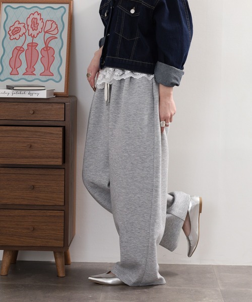 atONE（アットワン）の「スエットコクーンイージーパンツ セットアップ対応（スウェットパンツ・レディース・杢グレー/オートミール/ブラック・F）」の5枚目の写真