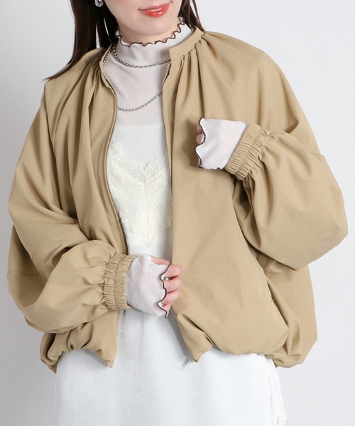 cepo（セポ）の「バルーンジップギャザーブルゾン（ブルゾン・レディース・チャコール/ベージュ/オフホワイト・M）」の3枚目の写真