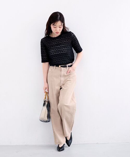 le.coeur blanc（ルクールブラン）の「《WEB限定アイテム》ストレッチレースハーフスリーブプルオーバー（Tシャツ/カットソー・レディース・オフホワイト/ブラック・38）」の10枚目の写真