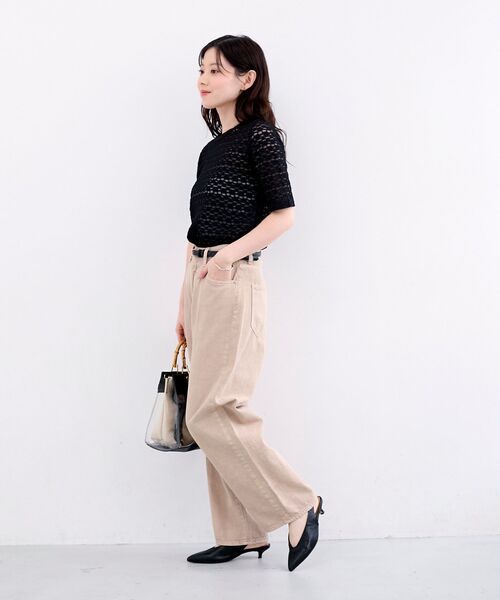 le.coeur blanc（ルクールブラン）の「《WEB限定アイテム》ストレッチレースハーフスリーブプルオーバー（Tシャツ/カットソー・レディース・オフホワイト/ブラック・38）」の12枚目の写真