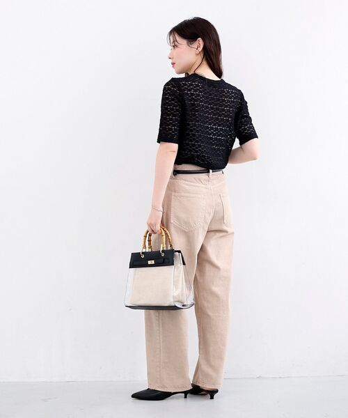 le.coeur blanc（ルクールブラン）の「《WEB限定アイテム》ストレッチレースハーフスリーブプルオーバー（Tシャツ/カットソー・レディース・オフホワイト/ブラック・38）」の13枚目の写真