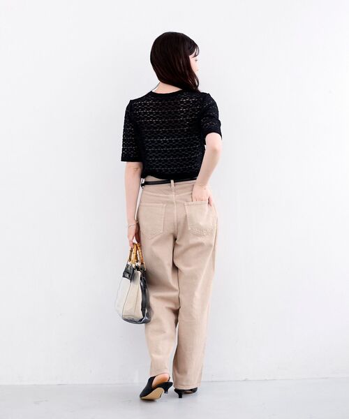 le.coeur blanc（ルクールブラン）の「《WEB限定アイテム》ストレッチレースハーフスリーブプルオーバー（Tシャツ/カットソー・レディース・オフホワイト/ブラック・38）」の14枚目の写真