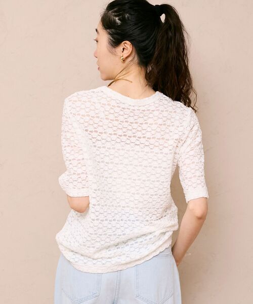 le.coeur blanc（ルクールブラン）の「《WEB限定アイテム》ストレッチレースハーフスリーブプルオーバー（Tシャツ/カットソー・レディース・オフホワイト/ブラック・38）」の21枚目の写真