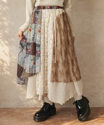 SPINNS | 異素材ドッキングロングスカート/レース/NEO森ガール(スカート)