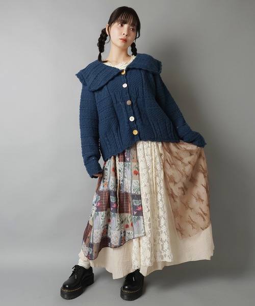 SPINNS（スピンズ）の「異素材ドッキングロングスカート/レース/NEO森ガール（スカート・レディース・マルチ・ONESIZE）」の7枚目の写真