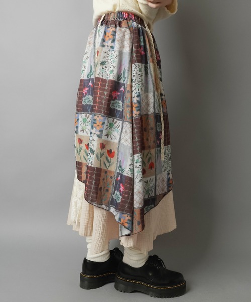 SPINNS（スピンズ）の「異素材ドッキングロングスカート/レース/NEO森ガール（スカート・レディース・マルチ・ONESIZE）」の6枚目の写真