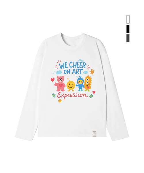 GRAVER（グレーバー）の「[UNISEX] WE CHEERロングスリーブTシャツ_3color（Tシャツ/カットソー・レディース・ブラック/チャコール/ホワイト・LARGE/MEDIUM）」の2枚目の写真