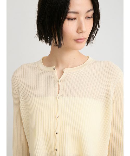 MIESROHE(ミースロエ)の「【洗える】【Nuriコラボ】シアーRIBニットカーデ(ニット/セーター・レディース・ブルー/イエロー/ホワイト/ライトブルー/ブラック・F)」の14枚目の写真