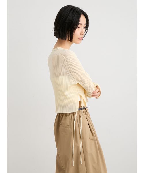 MIESROHE(ミースロエ)の「【洗える】【Nuriコラボ】シアーRIBニットカーデ(ニット/セーター・レディース・ブルー/イエロー/ホワイト/ライトブルー/ブラック・F)」の20枚目の写真