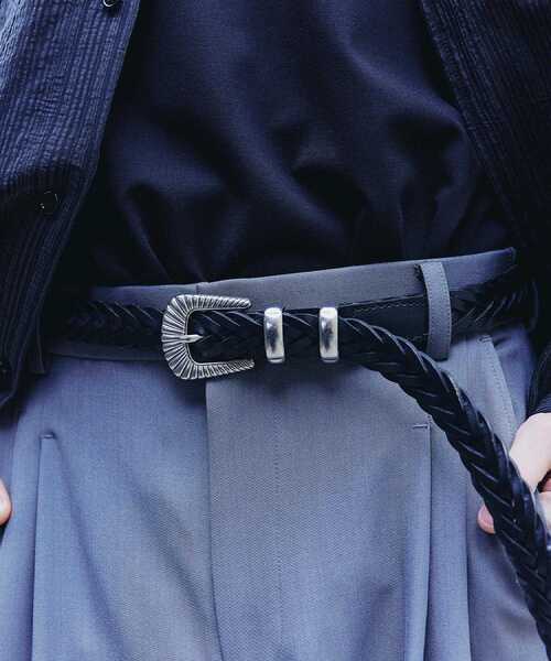 tk.TAKEO KIKUCHI（ティーケータケオキクチ）の「【牛革】メッシュウェスタンベルト（ベルト・メンズ・ブラック・00）」の3枚目の写真