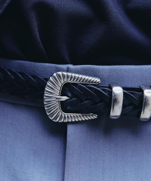 tk.TAKEO KIKUCHI（ティーケータケオキクチ）の「【牛革】メッシュウェスタンベルト（ベルト・メンズ・ブラック・00）」の4枚目の写真