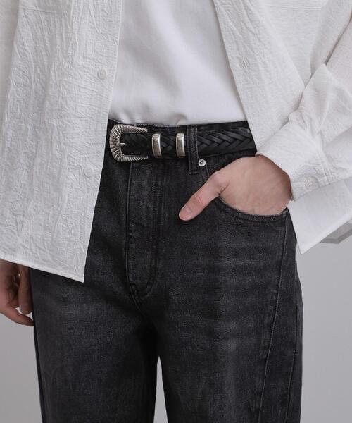 tk.TAKEO KIKUCHI（ティーケータケオキクチ）の「【牛革】メッシュウェスタンベルト（ベルト・メンズ・ブラック・00）」の5枚目の写真