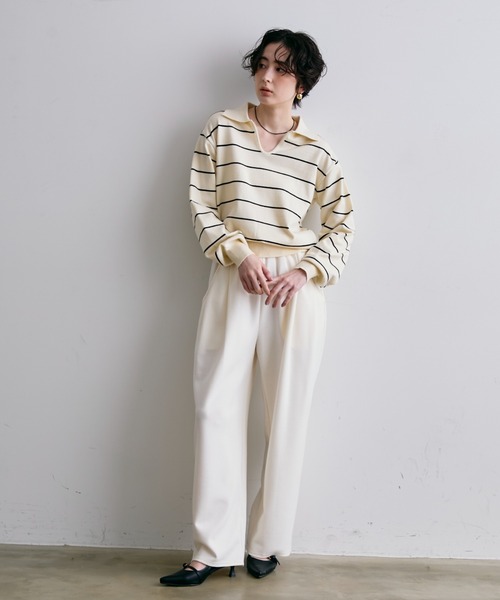 Trish(トリッシュ)の「スキッパーボーダーニット(Tシャツ/カットソー・レディース・ホワイト/ブラック・FREE)」の21枚目の写真