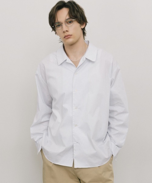 LURAKU（ルラク）の「【LURAKU】oversized open-collar shirt / オーバーサイズオープンカラーシャツ（シャツ/ブラウス・メンズ・ブルー/ホワイト/スカイブルー・LARGE/MEDIUM/SMALL）」の2枚目の写真