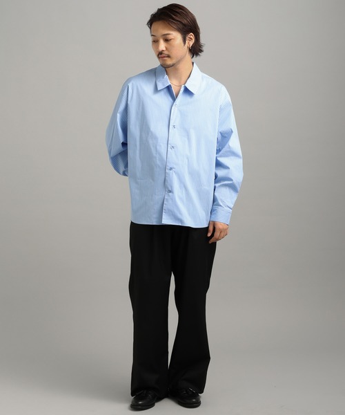 LURAKU（ルラク）の「【LURAKU】oversized open-collar shirt / オーバーサイズオープンカラーシャツ（シャツ/ブラウス・メンズ・ブルー/ホワイト/スカイブルー・LARGE/MEDIUM/SMALL）」の6枚目の写真