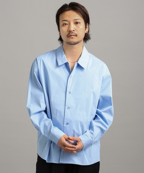 LURAKU（ルラク）の「【LURAKU】oversized open-collar shirt / オーバーサイズオープンカラーシャツ（シャツ/ブラウス・メンズ・ブルー/ホワイト/スカイブルー・LARGE/MEDIUM/SMALL）」の7枚目の写真