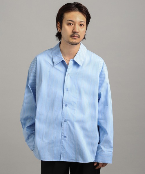 LURAKU（ルラク）の「【LURAKU】oversized open-collar shirt / オーバーサイズオープンカラーシャツ（シャツ/ブラウス・メンズ・ブルー/ホワイト/スカイブルー・LARGE/MEDIUM/SMALL）」の9枚目の写真