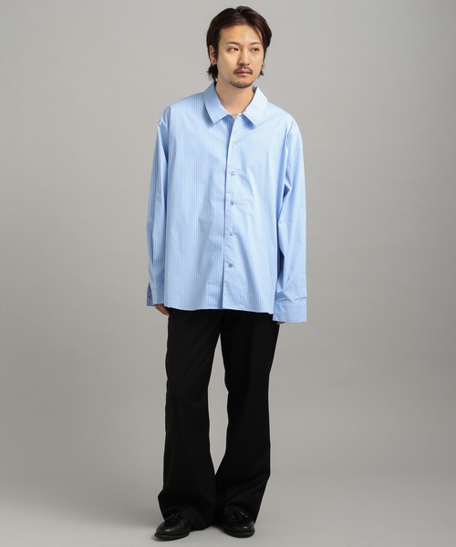 LURAKU（ルラク）の「【LURAKU】oversized open-collar shirt / オーバーサイズオープンカラーシャツ（シャツ/ブラウス・メンズ・ブルー/ホワイト/スカイブルー・LARGE/MEDIUM/SMALL）」の10枚目の写真