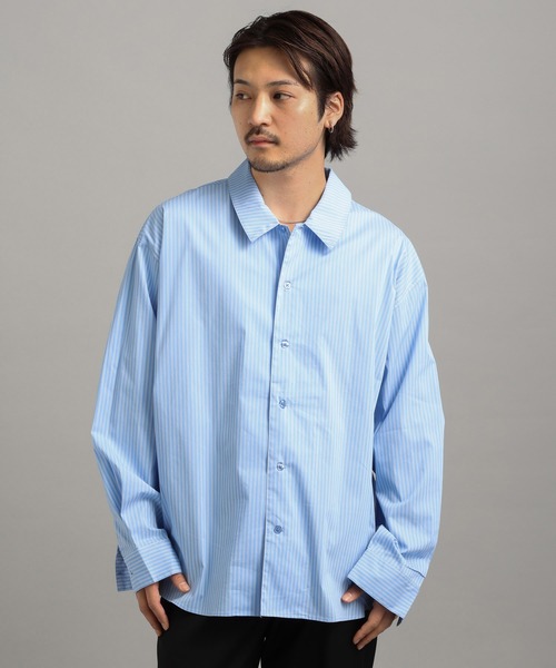 LURAKU（ルラク）の「【LURAKU】oversized open-collar shirt / オーバーサイズオープンカラーシャツ（シャツ/ブラウス・メンズ・ブルー/ホワイト/スカイブルー・LARGE/MEDIUM/SMALL）」の11枚目の写真